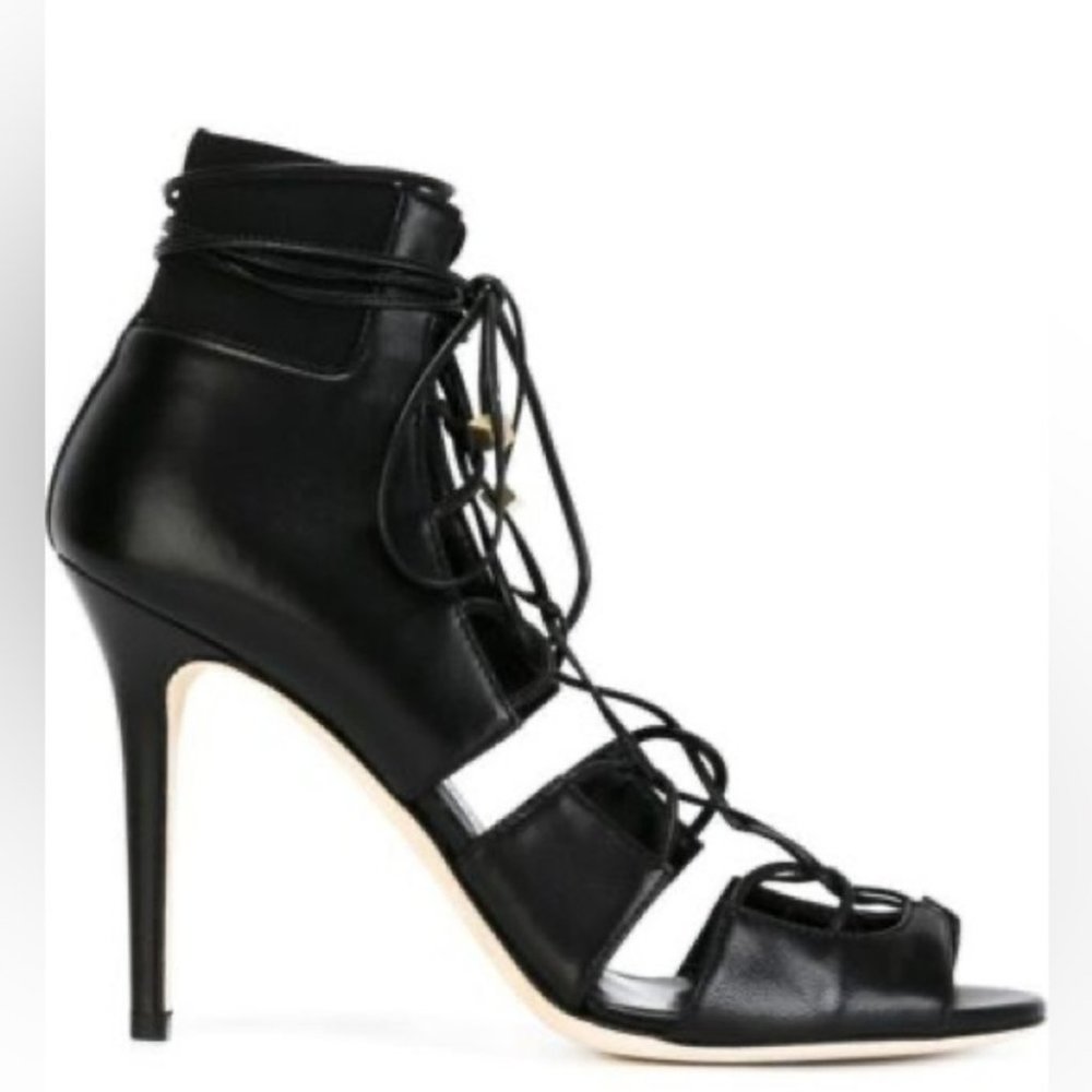Jimmy Choo Black Myrtle Napa leather Lace-Up high heel sandal